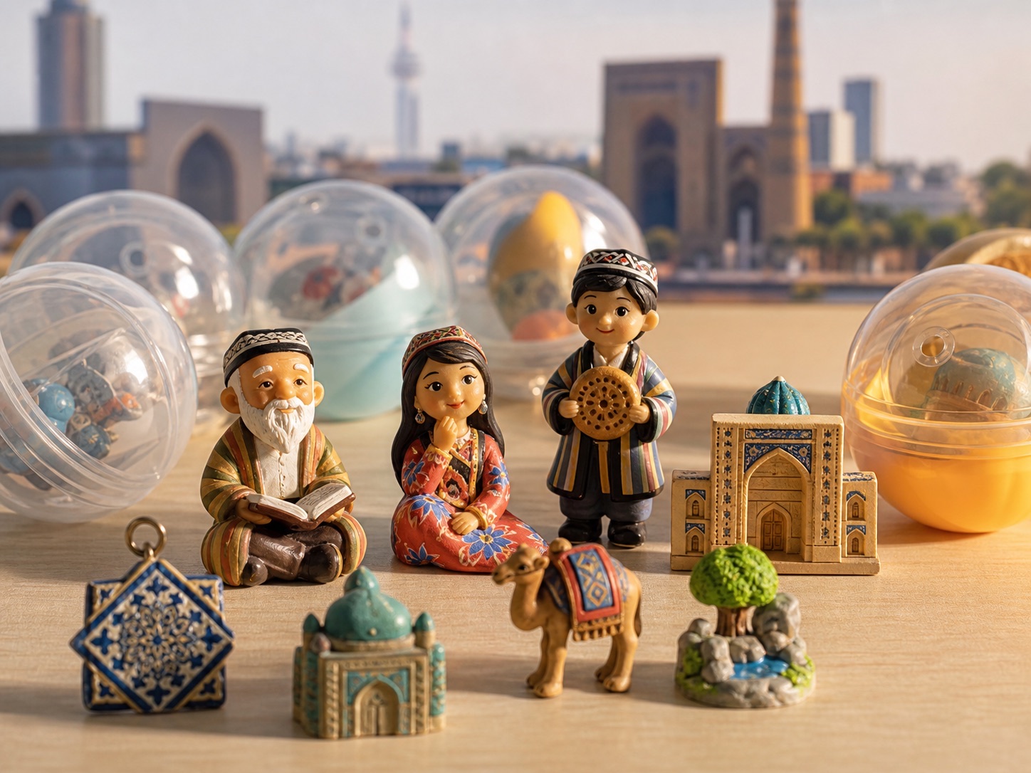 Concept image of young Uzbek designers' works as capsule toys